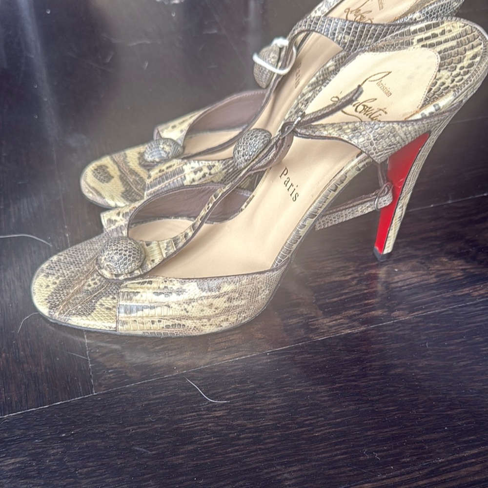 Christian Louboutin, size 40, Luxury Snakeskin Pattern Heels with Red Sole